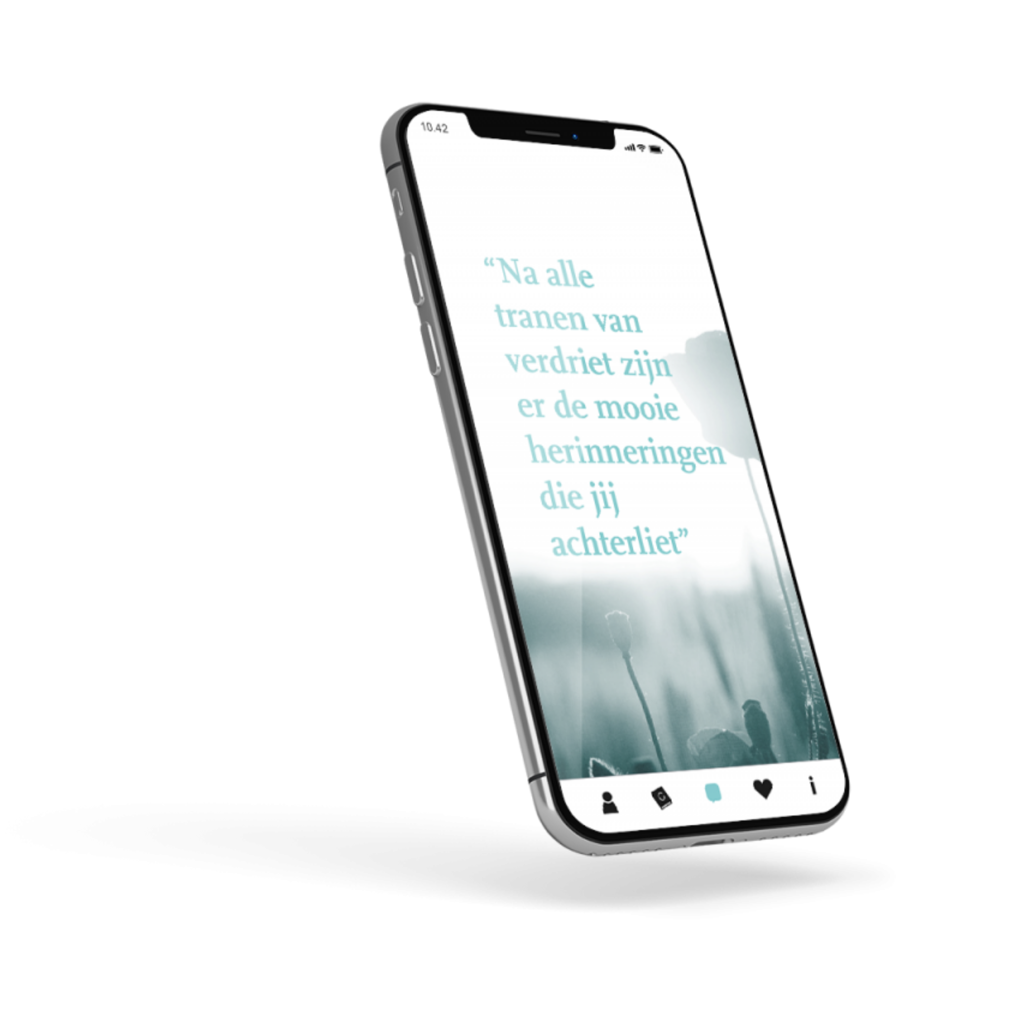 Telefoon met quote over rouw
